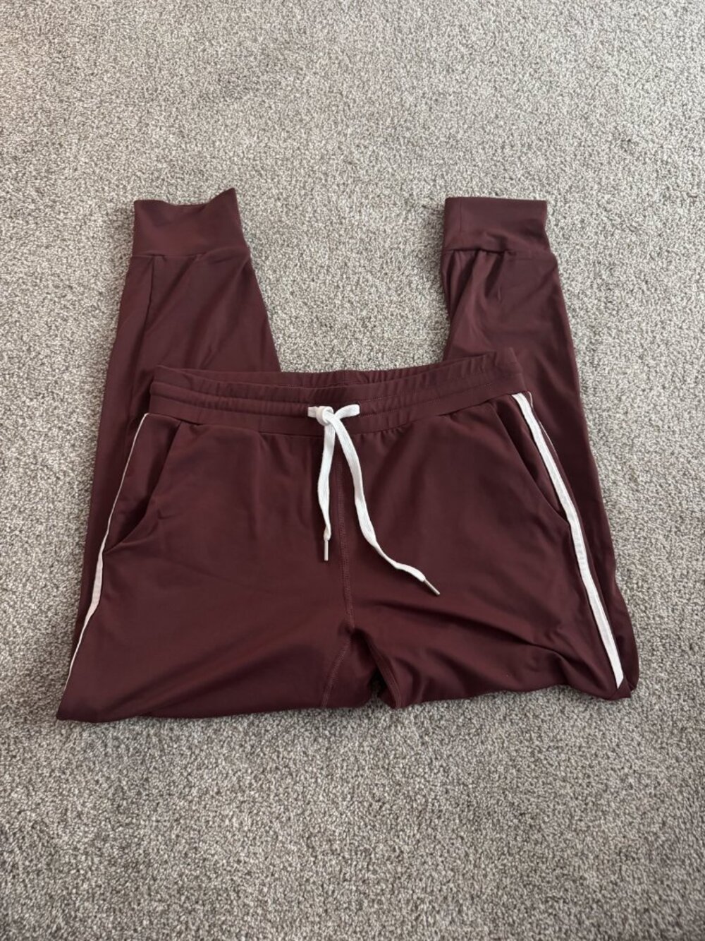 Buffbunny Maroon Joggers with White Side Stripes XL Athleisure